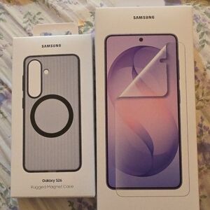 Samsung Galaxy S26 Protective Magnet Case - Silver & Anti Reflecting Film